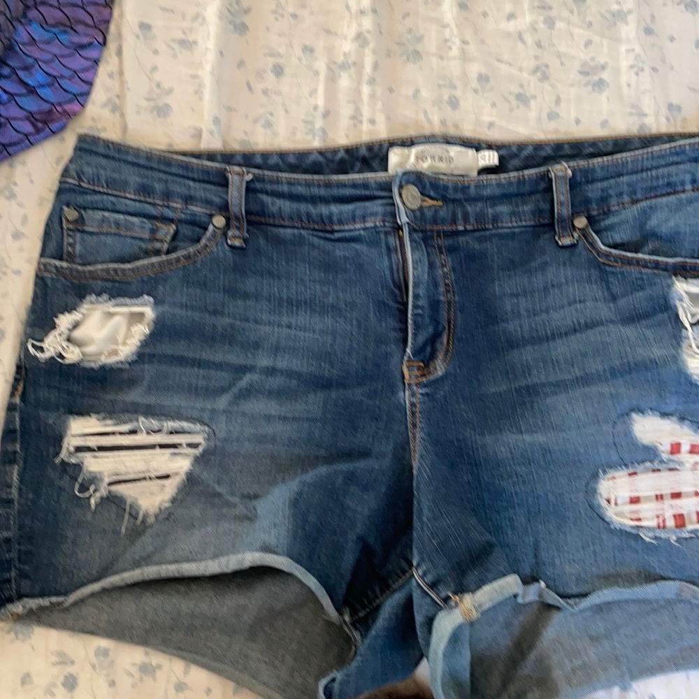 Torrid red, white and blue cutout shorts